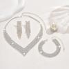 Premium Design Full Diamond Super Flash Necklace, Tassel Earrings, Bracelet, Ring Set Bridal Jewelry Set