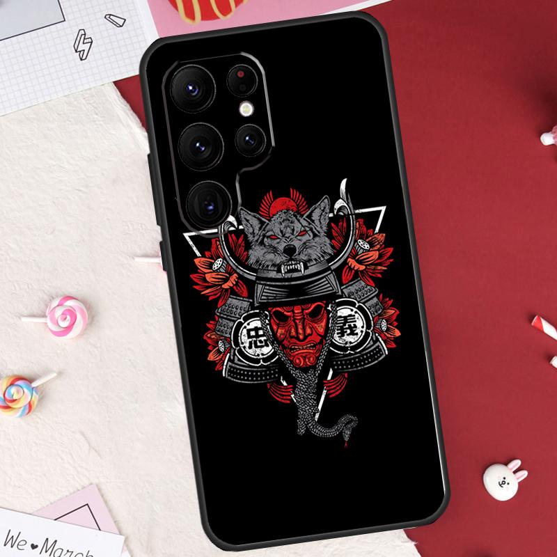 Samurai Oni Mask Case For Samsung Galaxy S26 Ultra S23 S22 S21 S20 S24 S25 Ultra S10 Plus S25 FE Cover Shell