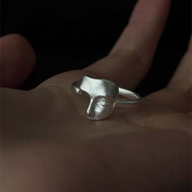 Creative Mystical Masked Face Open Rings For Women Men Goth Style Personality Adjustable Rings Jewelry Gift