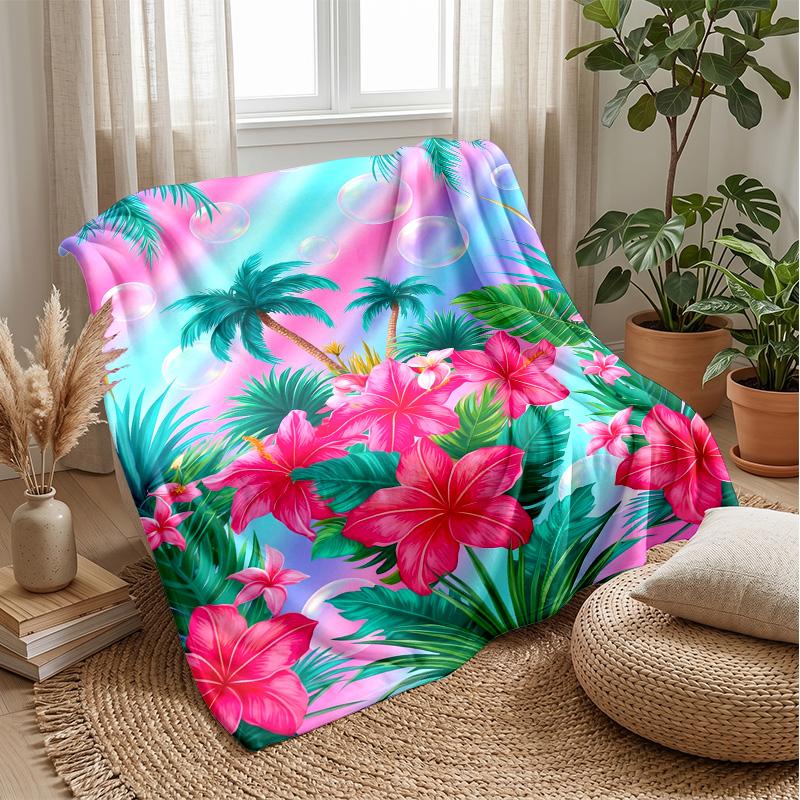 Vibrant Peony Floral Design Theme blanket Lightweight Warm Flannel Blanket Decorative Throw Blanket for Home Decoration