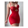 Red Transparent And Heart Detailed Sexy Mini Dress, Attractive And Stylish Women's Fantasy Nightgown Design