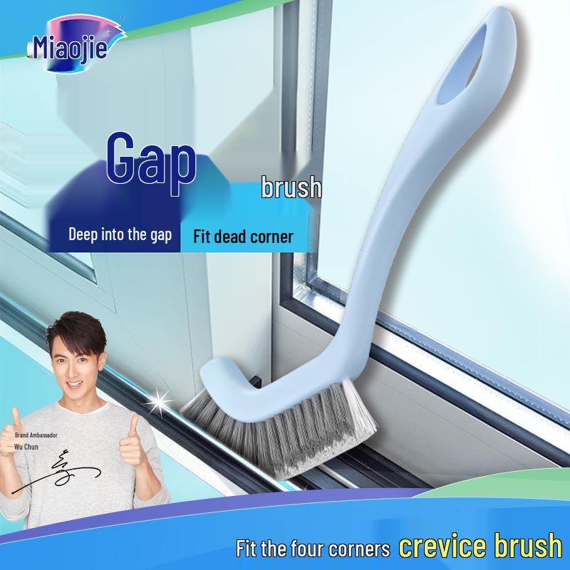 Miaojie Long Handle Stiff Bristle Brush for Kitchen and Bathroom Gaps