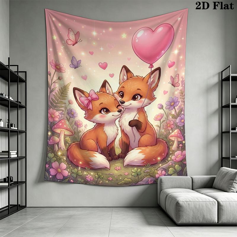 Cute Cartoon Animals Wall Tapestry Aesthetic Wall Hanging Printed Fabric Blanket Decorative Tapestries for Bedroom Living Room Home Decor