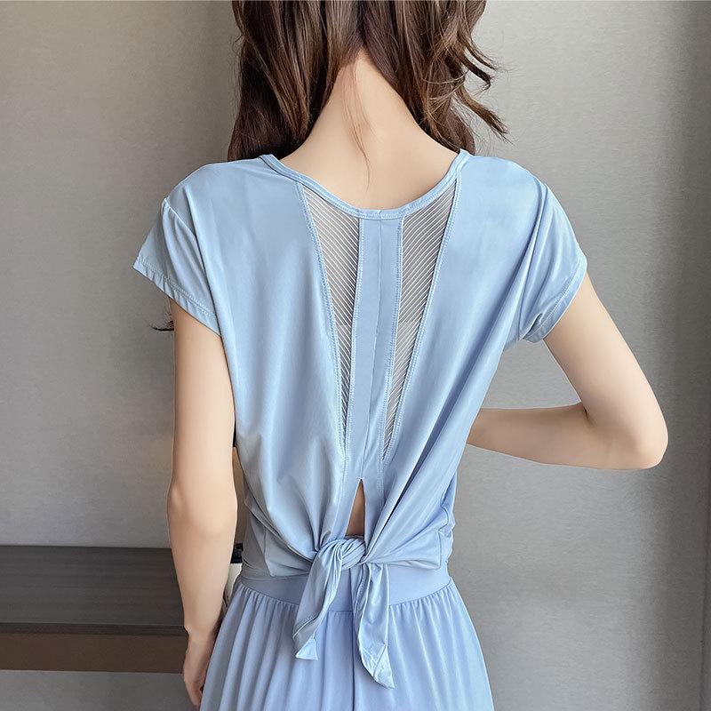 Dámský letní rychleschnoucí běžecký set 2025: Ledově hedvábné jógové kalhoty a volné tričko