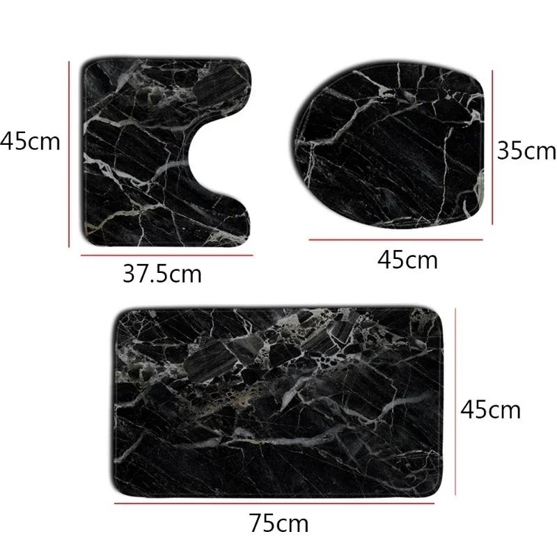 3pcs Set Flannel Carpet Bathroom Floor Pat Toilet Stripe Printing Anti Slip Wear-resistant Mats Bathroom Shower Rugs Toilet Mat