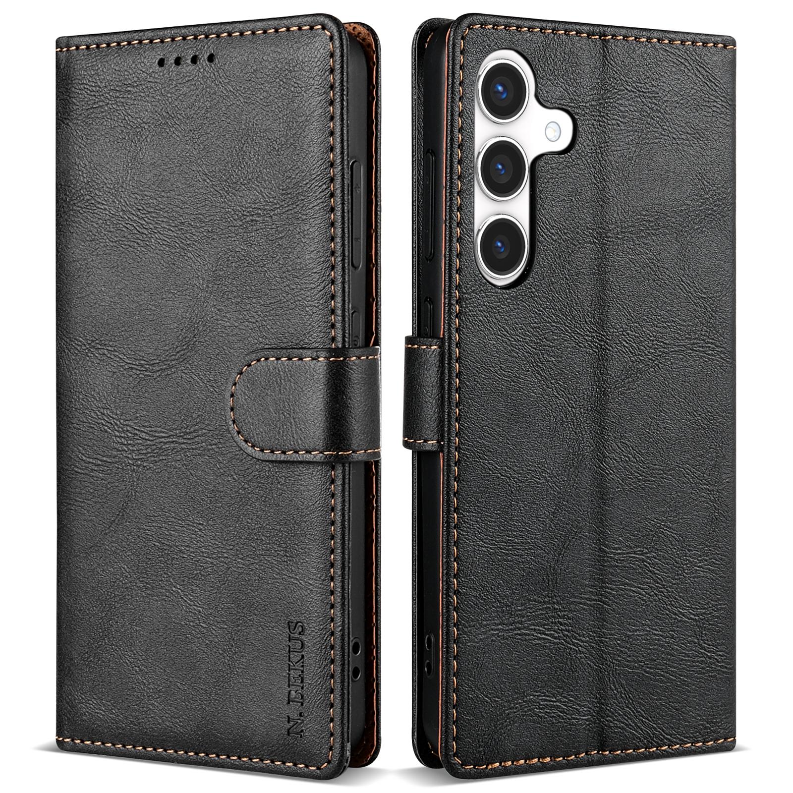 

N.BEKUS CSJ-001 For Samsung Galaxy A55 5G Case Leather Phone Cover with Wallet Stand Black