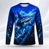 Whale Shark Ocean Pattern Men Long Sleeve Crew Neck T Shirt 3d Print Animal Graphic Top Casual Tee For Ocean Lovers Daily Street