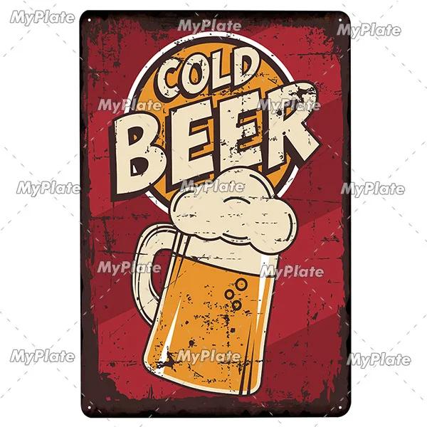 KALTEN BIER Metall Zeichen Vintage Plaque Alkohol Zinn Zeichen Platte Wand-dekor Für Bar Club Mann Cave Kunst Malerei  geschenk