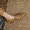2024 New Arrival Women Pumps Retro Women Shoes Genuine Leather Slip-on Ladies Shoes Thick Heels Pointed Toe Causal Dress Shoes