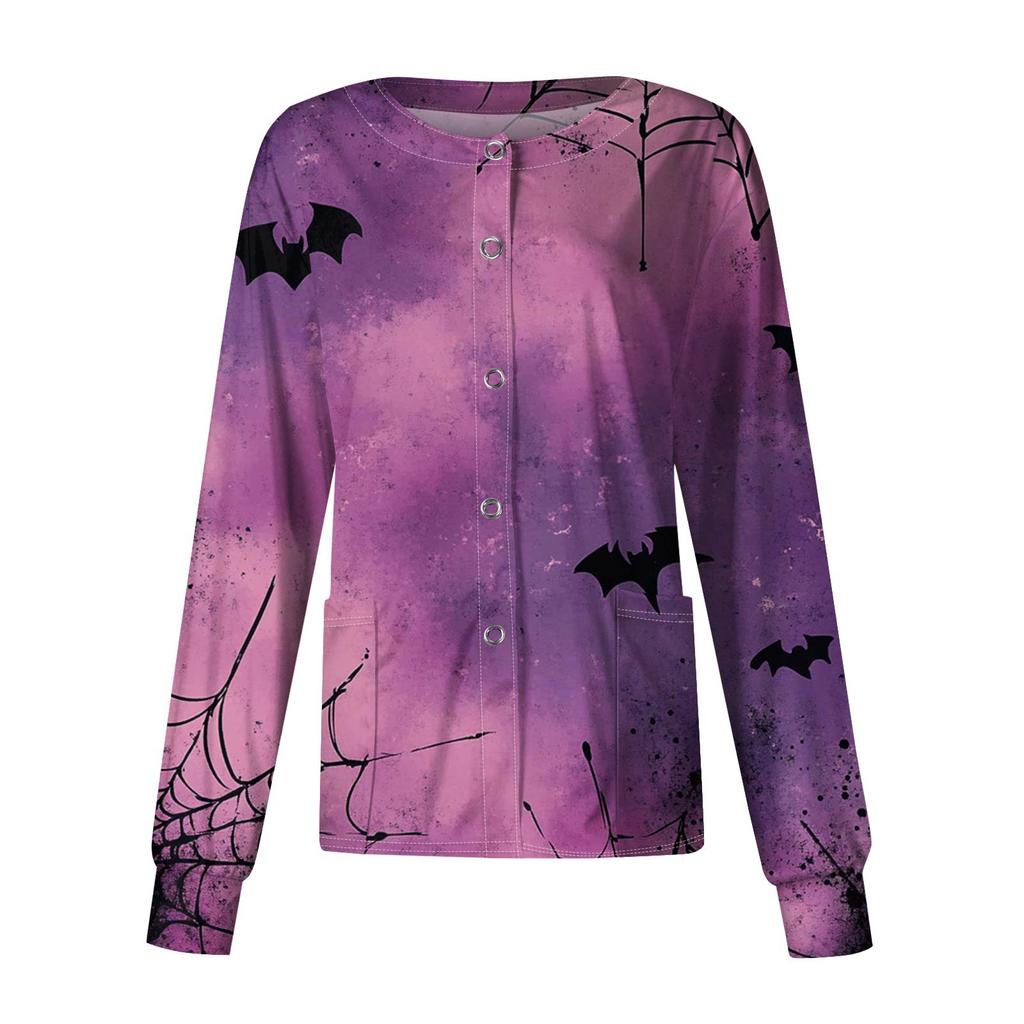 Dámské ležérní oblečení s dlouhým rukávem, jednořadové halloweenské oblečení s potiskem Cardigan Top oblečení Uniformy