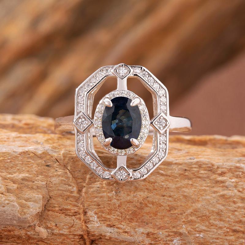 Sapphire Topaz Peridot Aquamarine Natural Color Treasure Ring Women'S Set S925 Silver Earrings