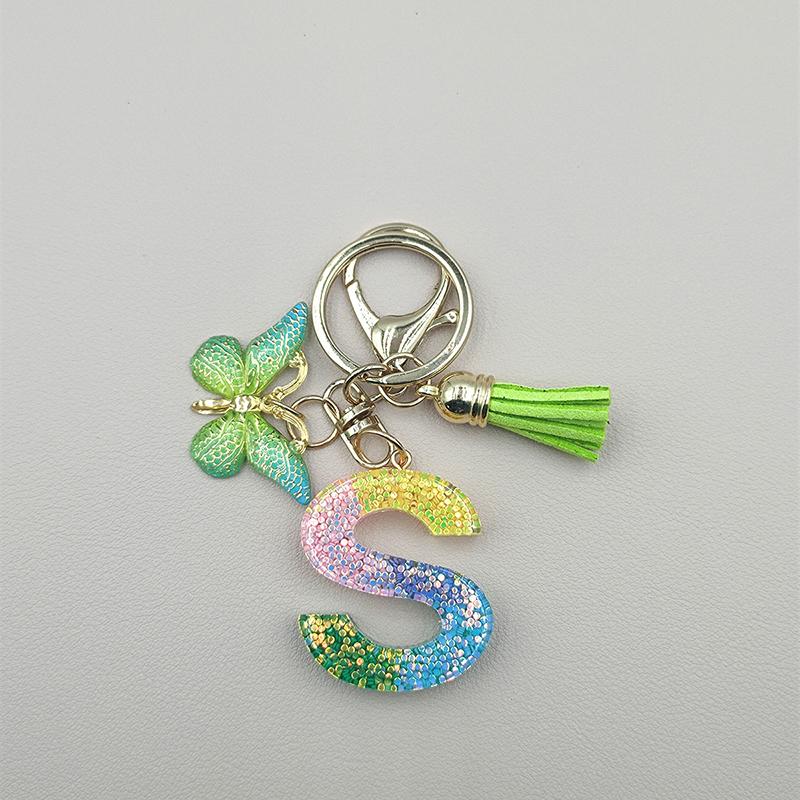 

A To Z пятицветный блестящий брелок с буквами 26 инициалов алфавит бабочка кисточки брелоки украшения для рюкзака аксессуары подарки S