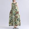 Senza maniche Taglie forti Cotone vintage Floreale Novità in abiti da donna casual abito lungo estivo ampio