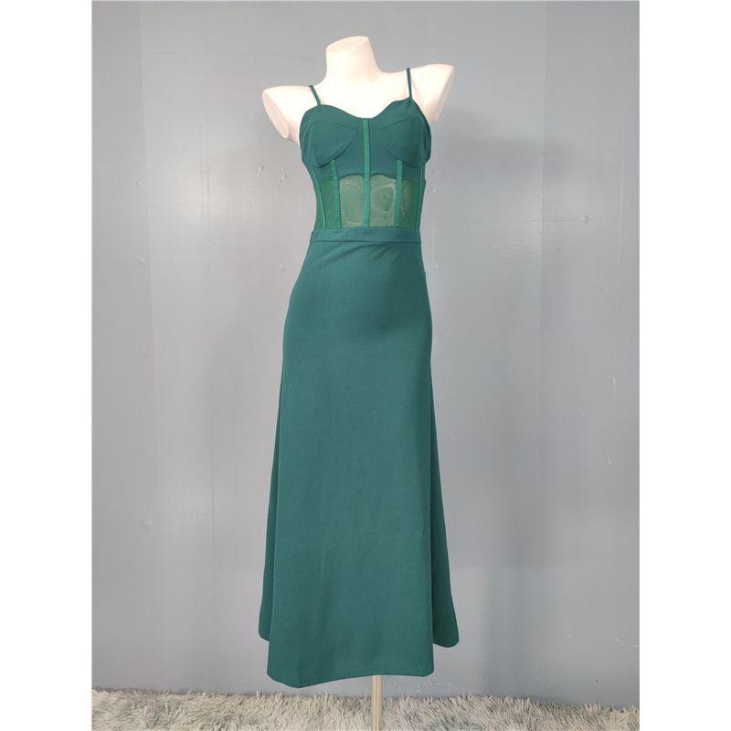 

Foreign Trade Order Be Home Sling Sexy Gyaru Mesh Perspective White Temperament Fashion Beautiful Elegant Personality Dress Dark green M