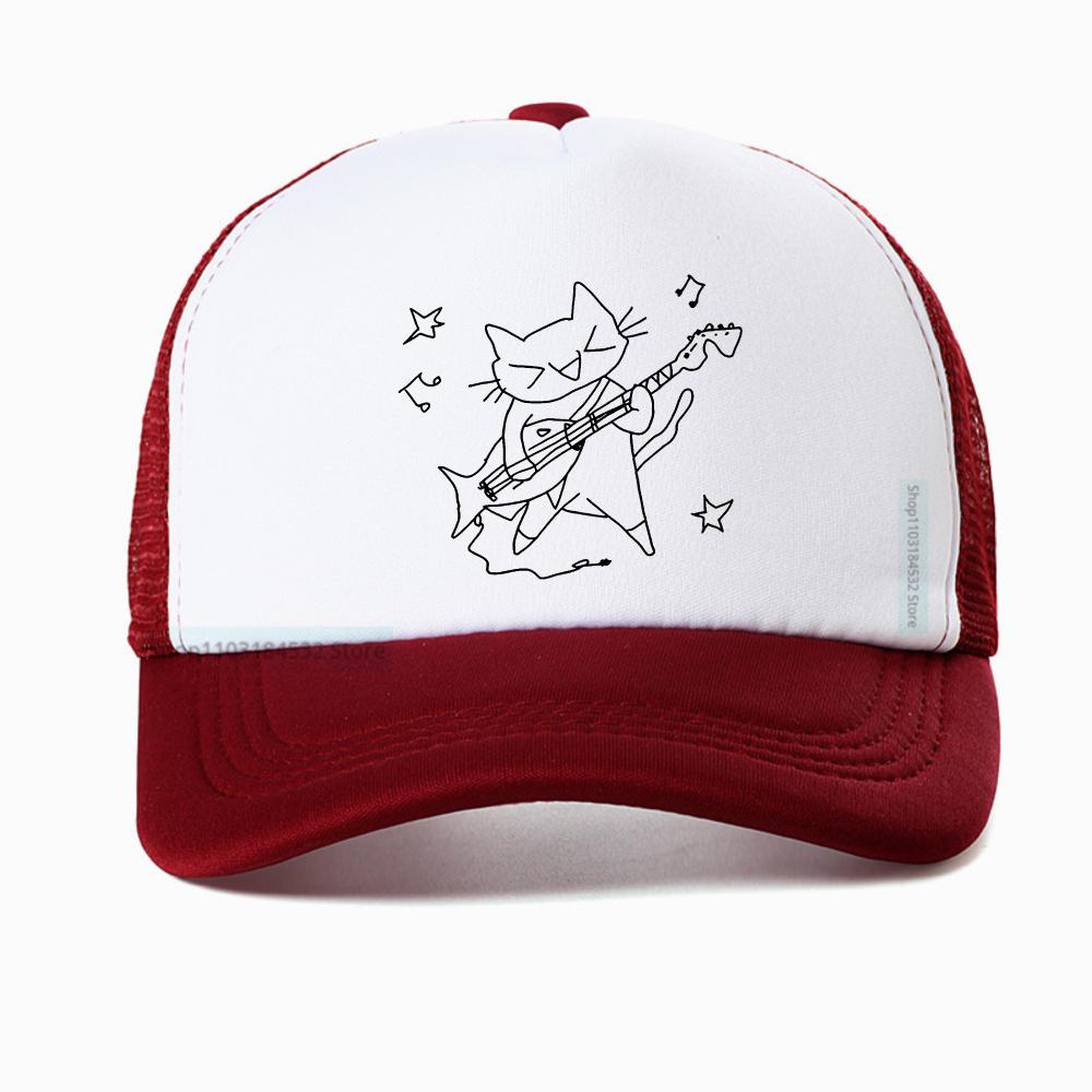 Music Is My Life Cat Graphic Baseball Cap Unisex Summer Fashion Visor Outdoor Adjustable Mesh Breathable Trucker Hat