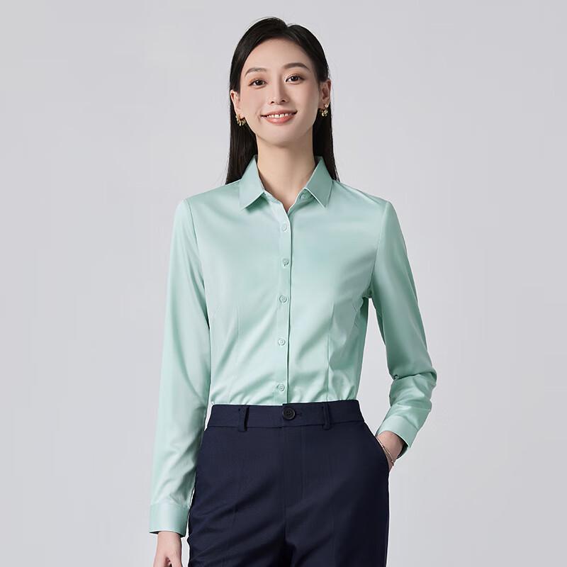 Teluoman Women's Long-Sleeve Non-Iron Business Shirt