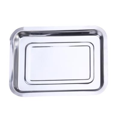 Stainless Steel Grill Plate 26X19X2Cm Fine Workmanship Rust Proof Lightweight Dish Drying For Kitchen Use Grill Pan Dish