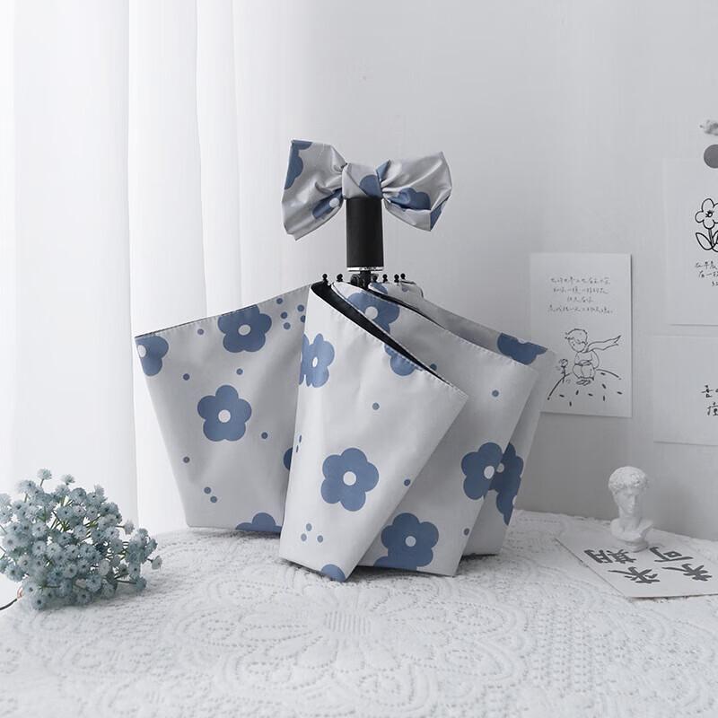 Xu Qing Blue Floral Three-Fold Sun Umbrella