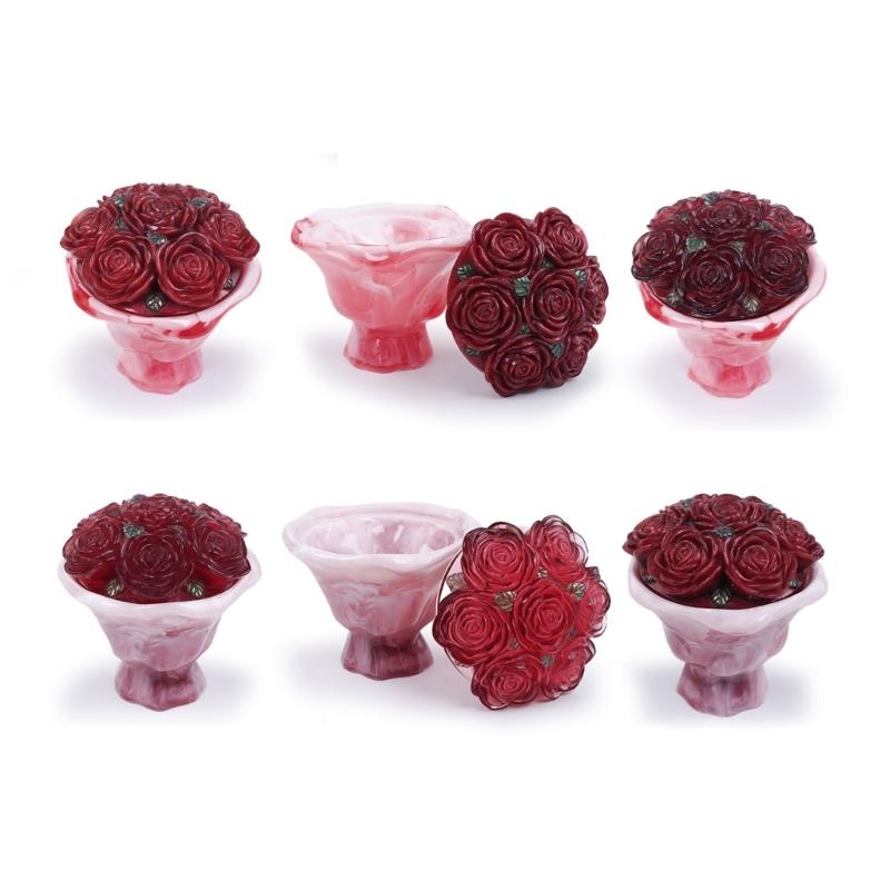 Creative Jewelry Organizers And Candy Storage Silicone Mold With Lid 3d Bouquet Jewelry Holder Mold For Home Decorations
