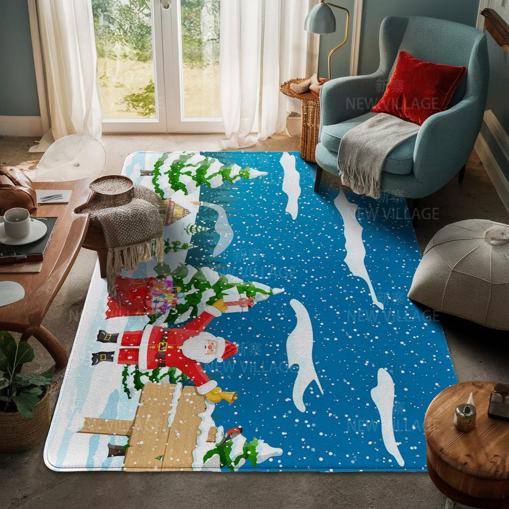 House Entrance Carpet Home Door Mat Living Room Bath Foot Bathroom Non-slip Water Absorption Rugs Bath Merry Christmas Winter