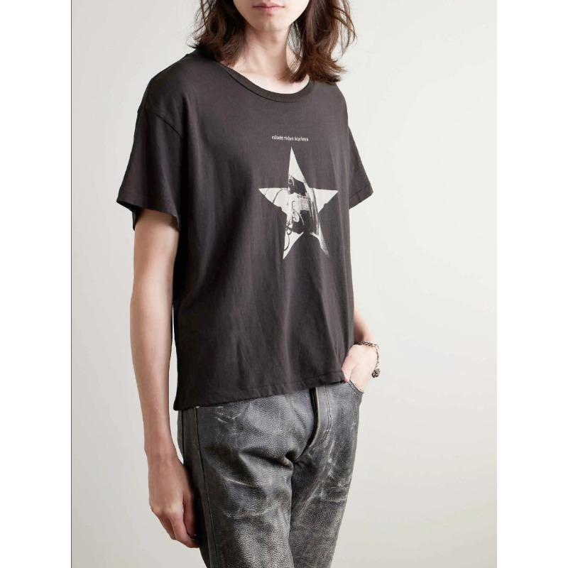Letter printing retro portrait American tide brand loose men's and women's casual short-sleeved T-shirt tide