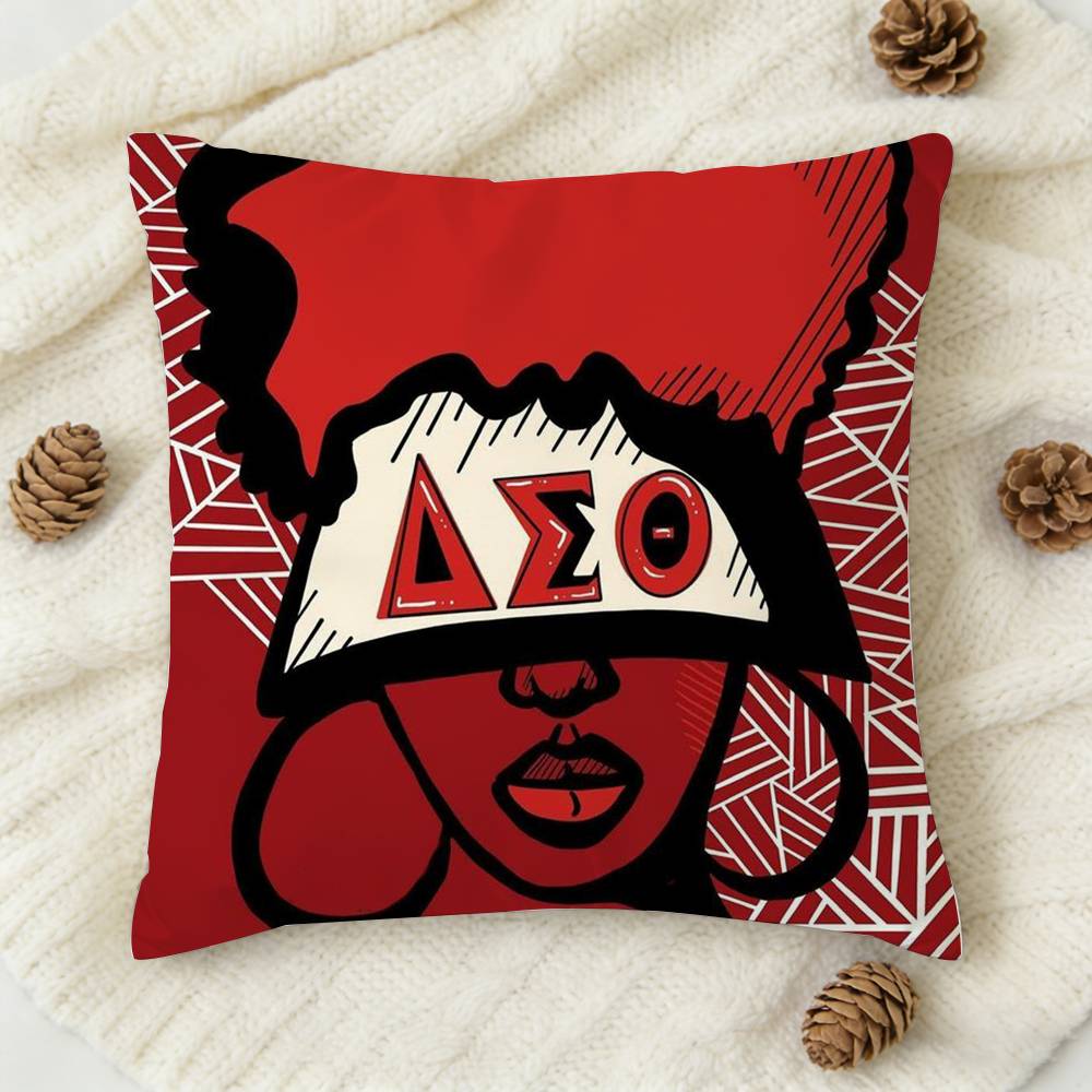 DDelta Sigma Theta Button Doublesided Printed Square Decorative Cushion Cover for Sofa Living Room Home Decor