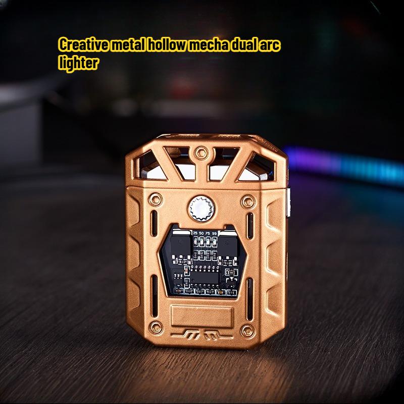 New Creative Metal Hollow Double Arc Lighter Convenient Power Display Lighting for Men Gift Cigarette Accessories