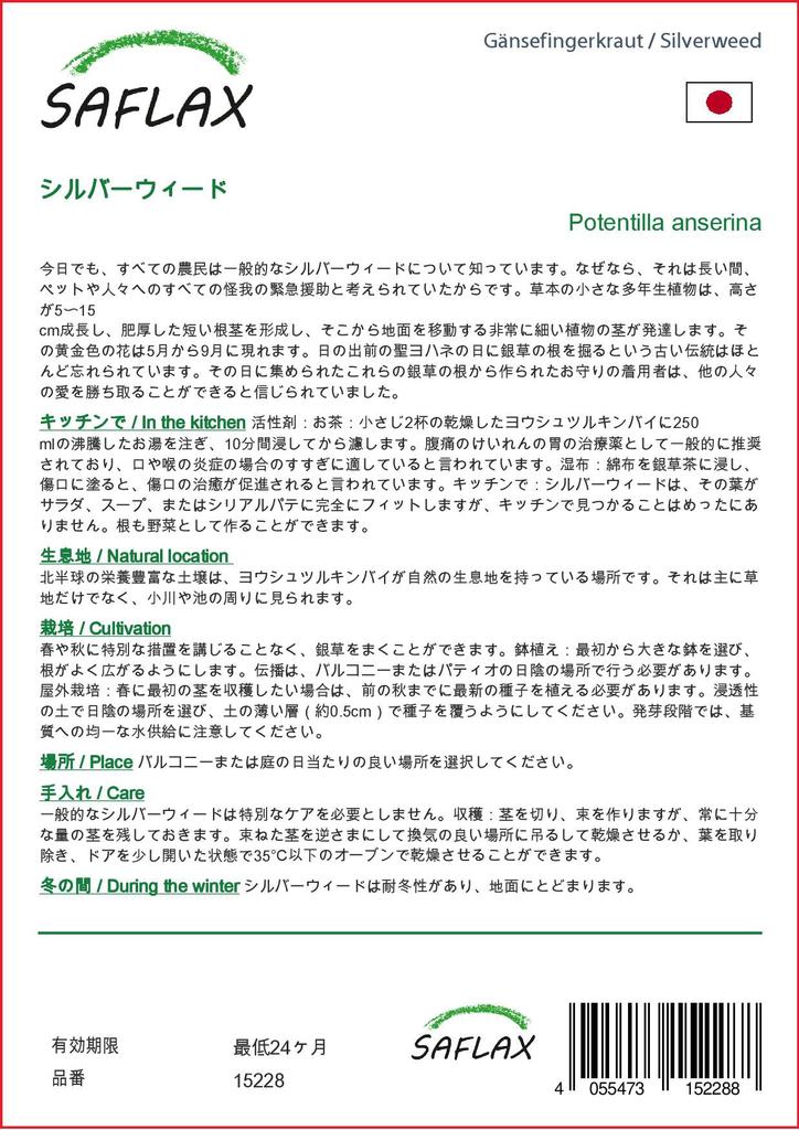 SAFLAX Garden In the Bag - Silverweed - 20 Seeds - With Substrate In a Fitting Stand Up Bag - Potentilla Anserina