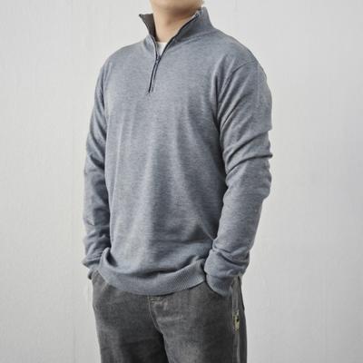 Men Sweater Coat Half Zipper Knit Elastic Long Sleeves Stand Collar Outerwear Plus