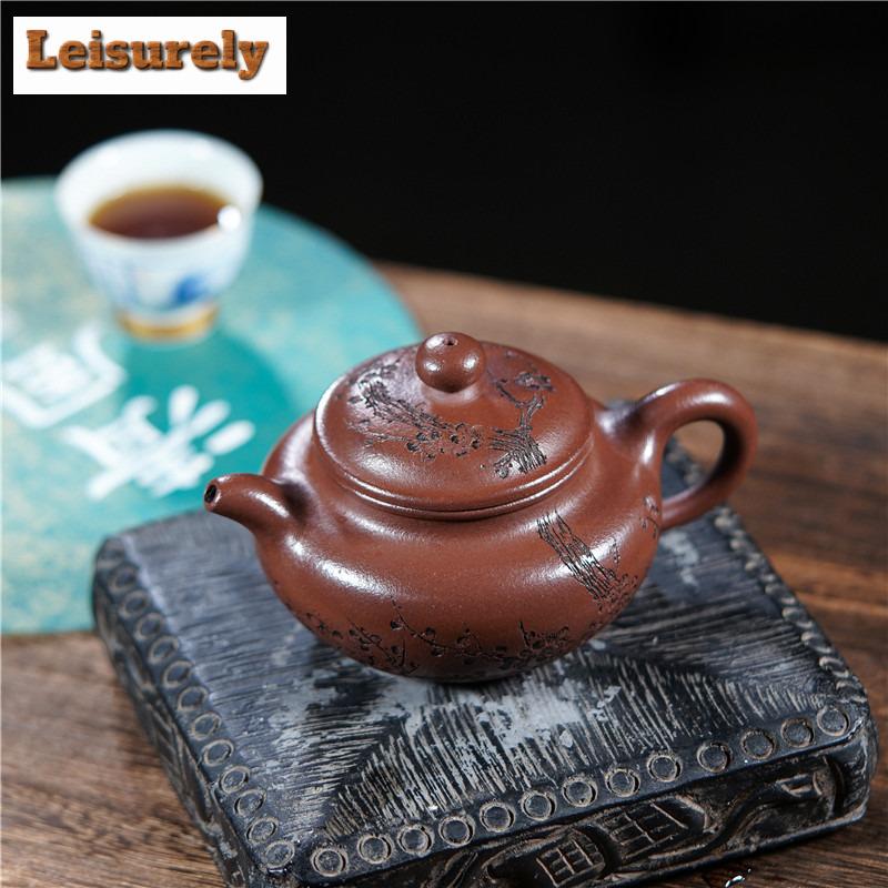 260ml Yixing Purple Clay Teapots Handmade Antique Pot Raw Ore Dragon's Blood Sand Mud Tea Soaking Kettle Infuser Zisha Tea Set