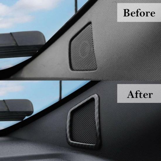 2X A-Pillar Speaker Frame Trim Decoration Bezel for Ford F150 2015+ Carbon Fiber