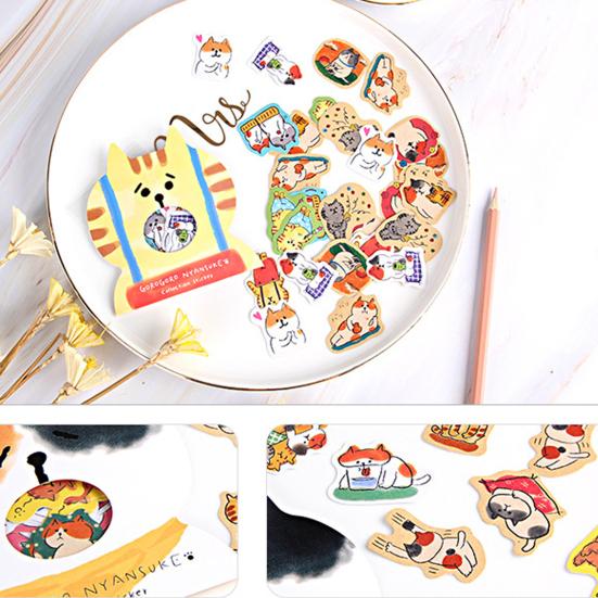 30Pcs  Adorable Attractive Stickers Creative Cats Elements Paper Suitcase Stickers for Hand Account