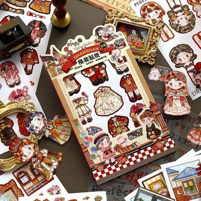 Conjunto de 24 adesivos de coordenação para vestir Hayoung, conjunto de período clássico, brinquedos populares para crianças coreanas