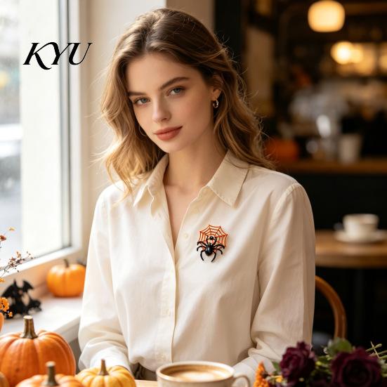 Festival Costume Jewelry Halloween Spider Web Brooch, Rhinestone Badge Accessories, Holiday Lapel Accessories Pin for Jackets Sweaters Coats