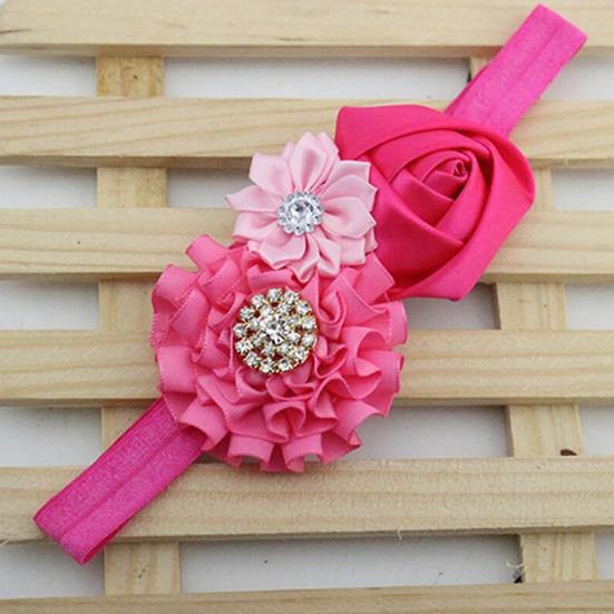 Cute Flower Pendant Rhinestone Rose Pendant Hairband for Birthday Party