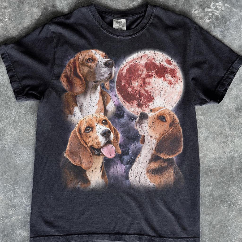 Three Beagles Howling Moon Shirt, Purple Galaxy Dog Tee, Beagle Apparel