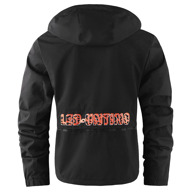 Jacket Print Hooded Jacket Men's Fashion Jacket Handsome Casual Hooded Jacket Trench Coat Hooded Jacket Jacket