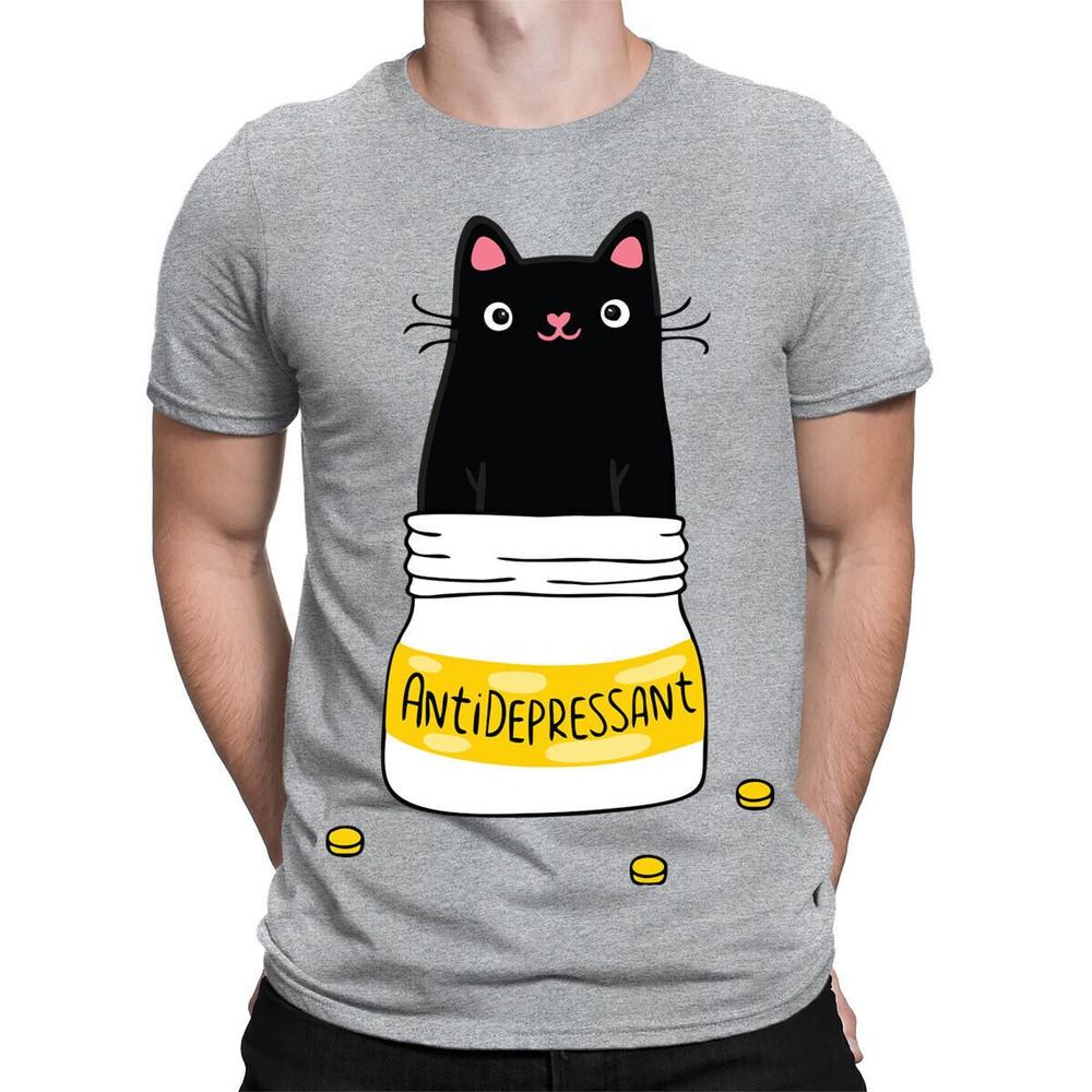 

Милый Кот Котёнок Антидепрессант Смешной Мем Ретро Мужские Женские Футболки Топ #TA-56 S