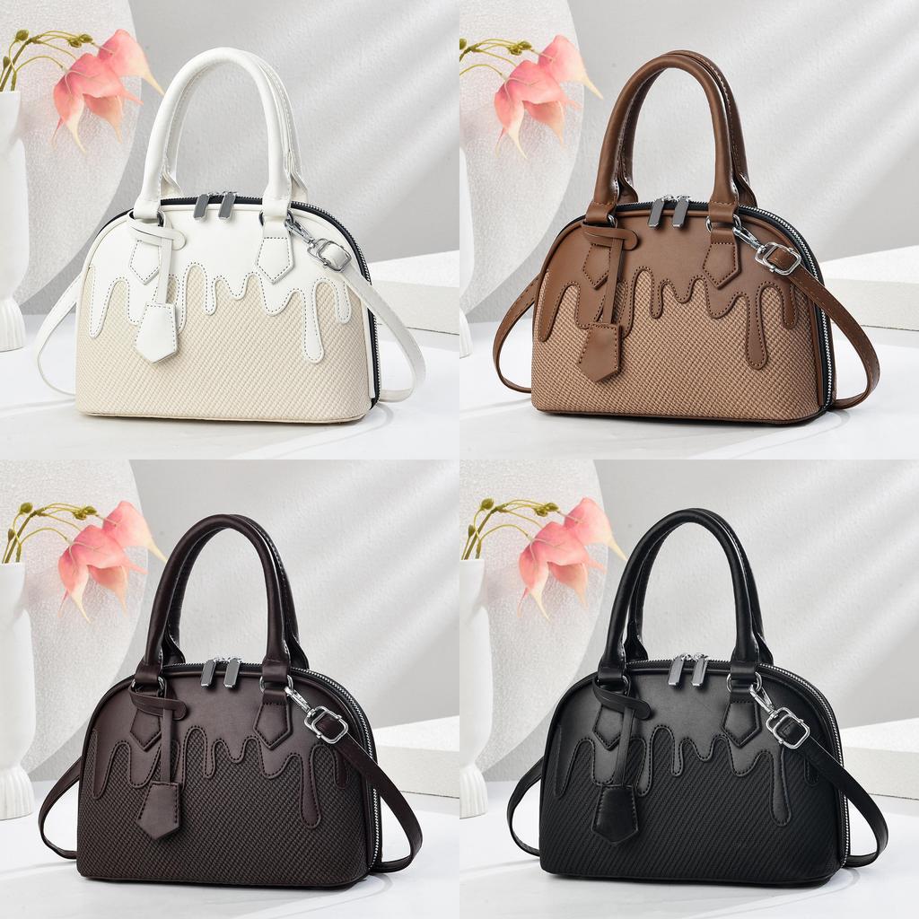 Pu Shell Bag With Splicing Design For Daily Casual Womens Crossbody And Shoulder Use