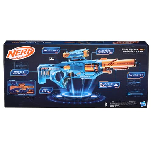 Hasbro NERF Elite 2.0 Eagle Point RD-8 Dart Blaster 8-Dart Drum Scope Tank Bolt Action Outdoor Toy for Boys and Girls 8+