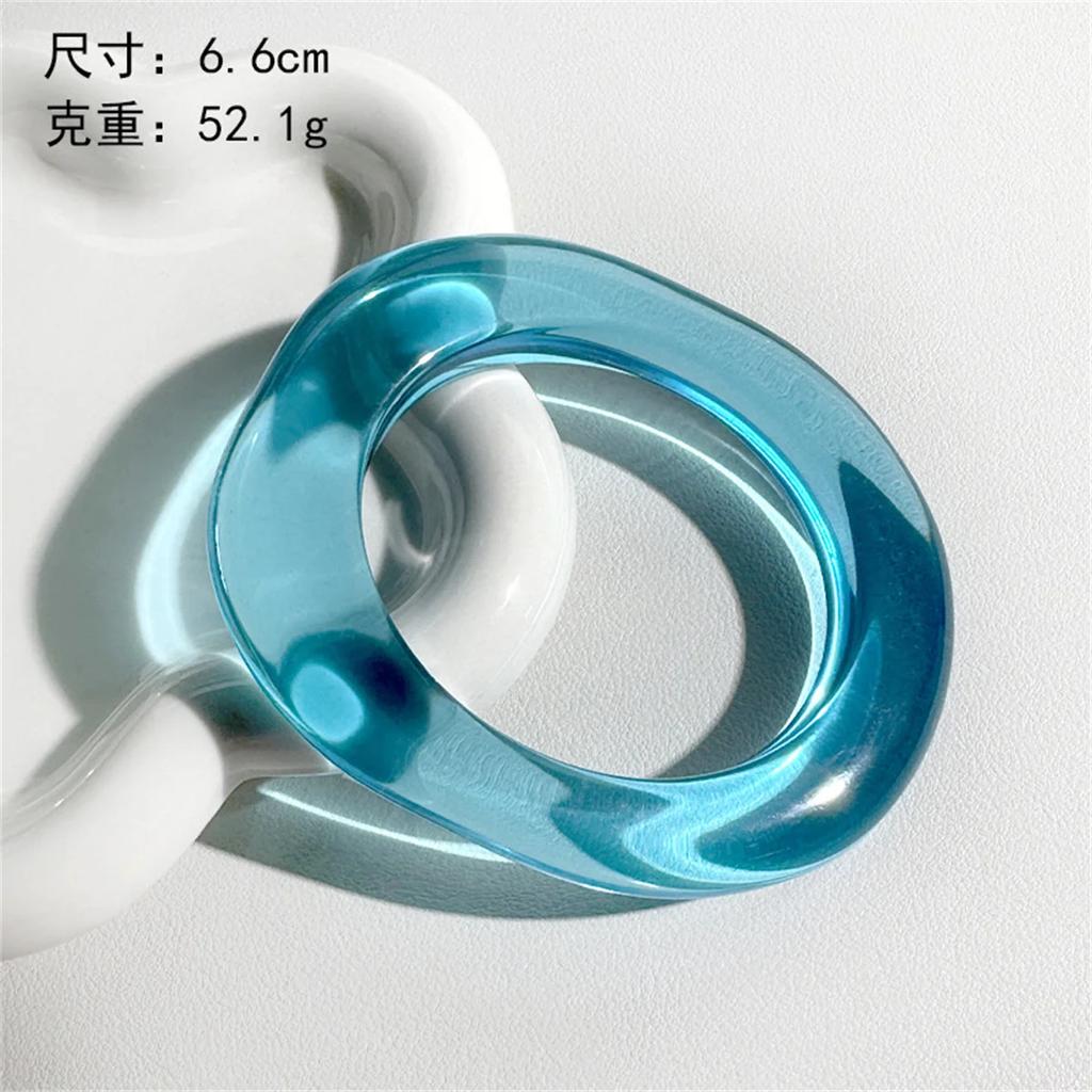 Fun Transparent Cute Acrylic Gentle Wave Wide Version Square Resin Charm Bangle Bracelet for Women Travel Jewelry Hip Hop Bangle