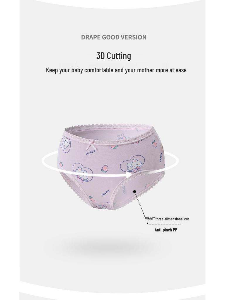 Girls' A-Class Pure Cotton Cartoon Briefs - Korean Style Antibacterial Underwear for Medium and Large Children