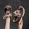 Johnature Genuine Leather Sneakers Versatile Casual Sports Shoes Round Toe Lacd-up Women's Flat Shoes