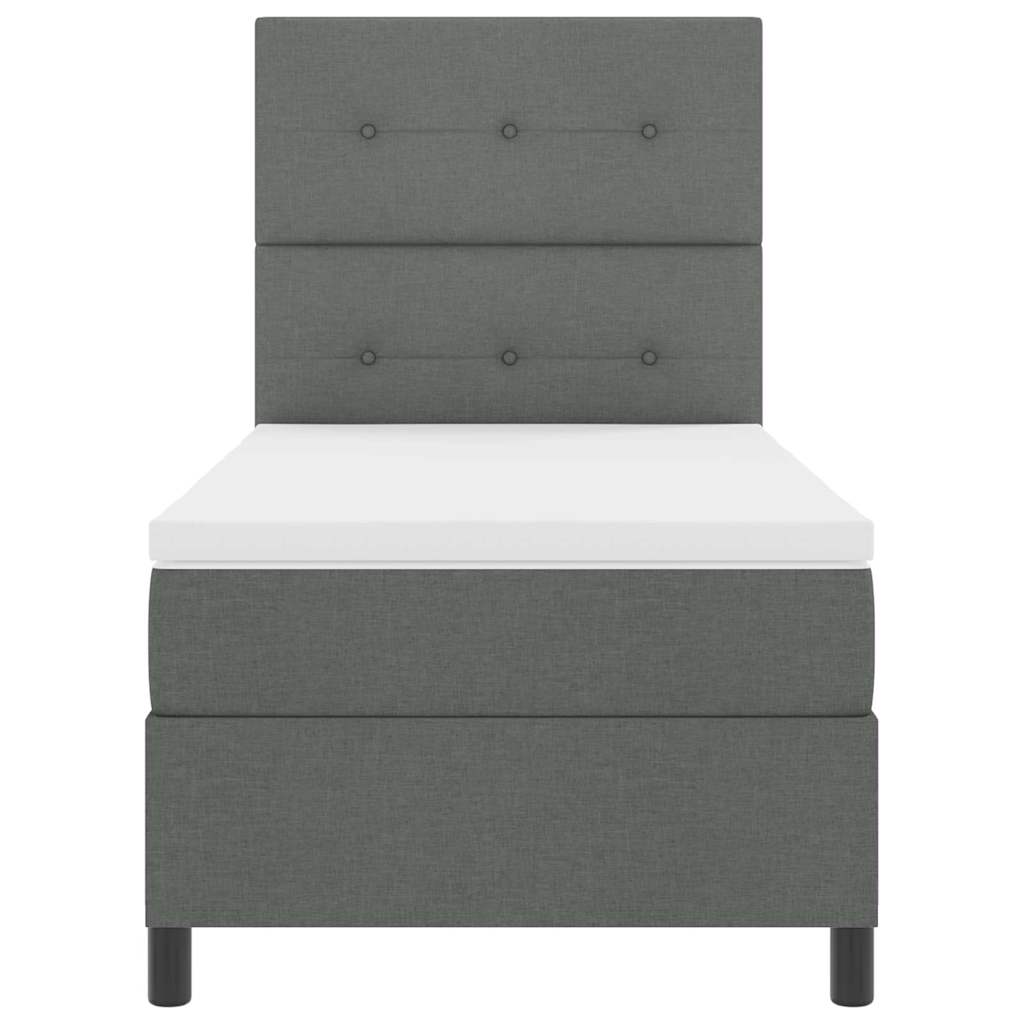 Boxspring Bed with Headboard Dark Grey 100 x 200 cm Fabric