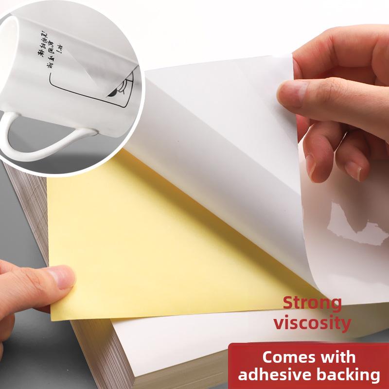 A4 Glossy Self-Adhesive Label Sheets (100-Pack) for Laser Printers, Non-Sticky Sub-Surface, Blank Stickers