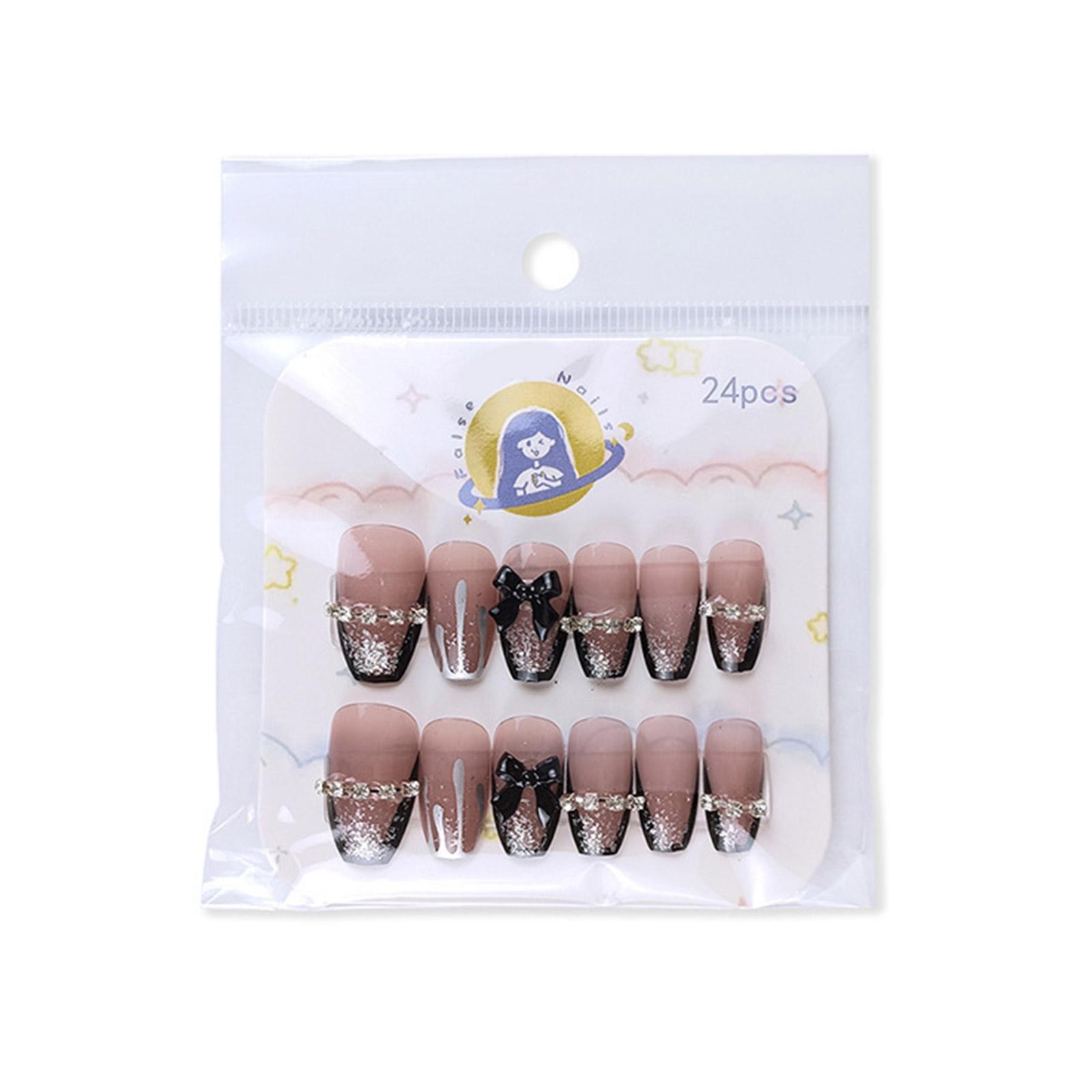 

Глянцевые накладные ногти Coffin Press on Nail Stick для ногтей 12 размеров 24 шт. Французские ногти Советы для самостоятельного украшения ногтей