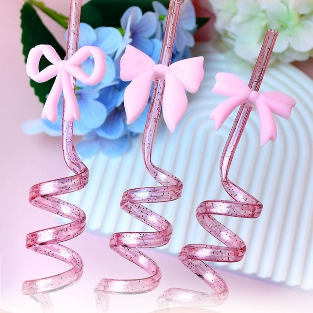 8pcs Shimmer Effect Glitter Spiral Straws Colorful Sparkle Sparkle Straws Themed Events