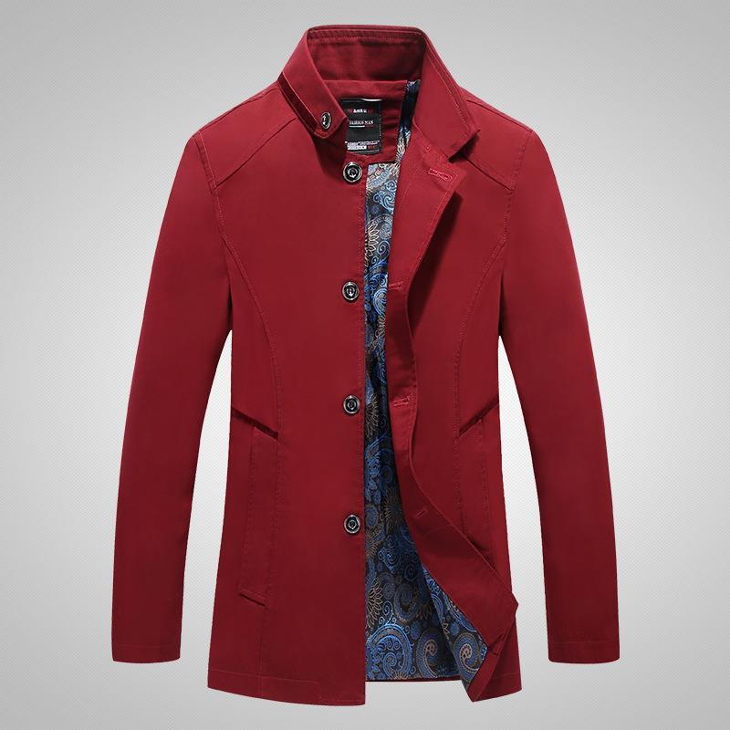 Spring and Autumn Cotton Washed Cotton Jacket Men's Medium and Long Windbreaker Business Casual Men's Jacket