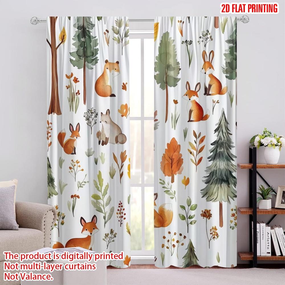 

2pcs,2D plane printing Curtain Popular Woodland Whimsical Polyester Woven (without rod) Outdoor Decorations Use for Bedroom 52.50 × 116.00 cm 2 pcs