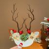 Plush Children Deer Antler Hair Clip Bowknot Christmas Hat Headabnd Lovely Elk Hair Clip  Girls